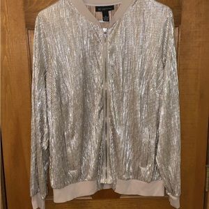 INC International Concepts Womens Gold Light Bomber Jacket 1X
